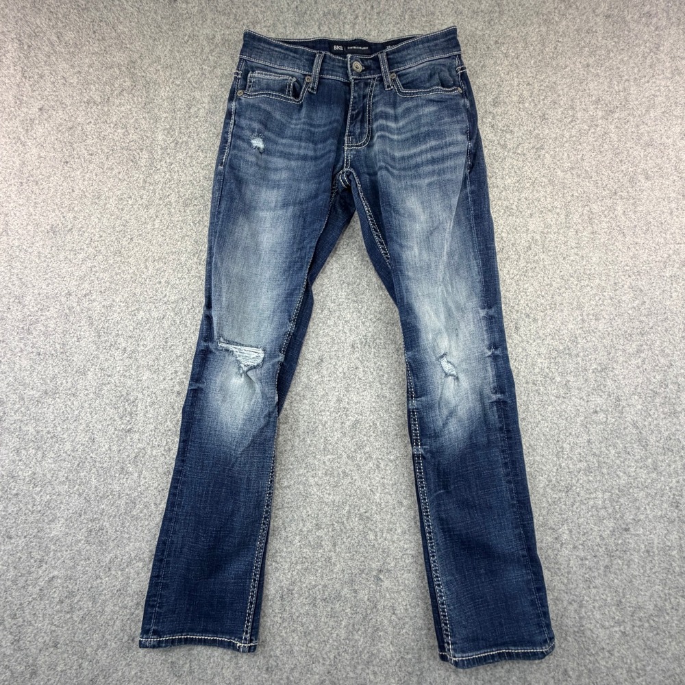 BKE Carter Straight Mens Jeans 28x30 Medium Wash Distressed Denim